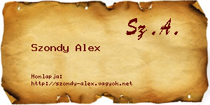 Szondy Alex névjegykártya